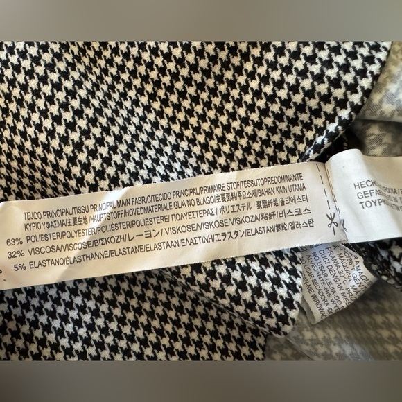 Zara Women Houndstooth‎ Short Midi Shift 3/4 Sleeve Dress, Black/White, Size XS - Picture 10 of 11